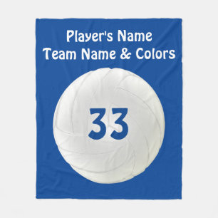 Volleyball Fleece Blankets, Your TEXT and COLORS