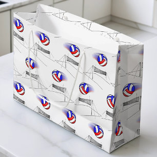 Volleyball Flies Over The Net Large Gift Bag