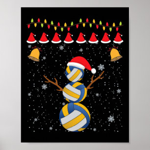 Volleyball Funny Snowman Christmas Ornament Xmas K Poster
