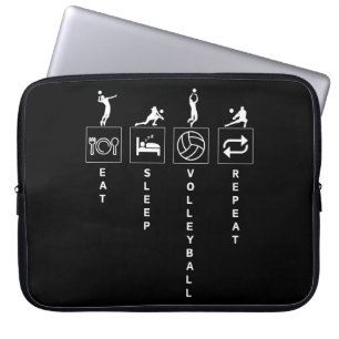 Volleyball Funny Sports Quote Eat Sleep Repeat Laptop Sleeve