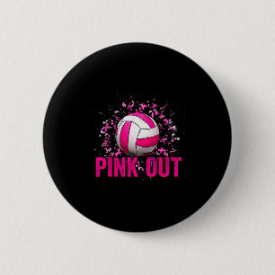 Volleyball Game Day Nk Out Breast Cancer Awareness 6 Cm Round Badge
