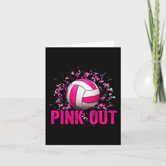 Volleyball Game Day Nk Out Breast Cancer Awareness Card (Front)