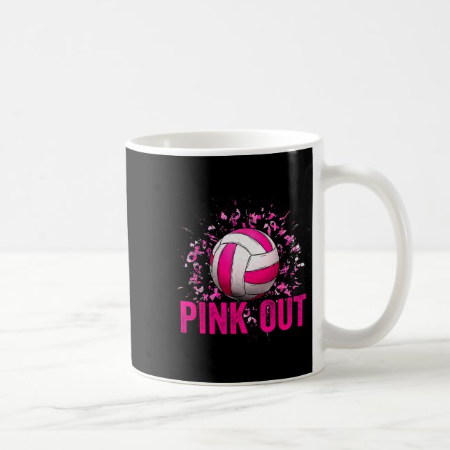 Volleyball Game Day Nk Out Breast Cancer Awareness Coffee Mug (Right)