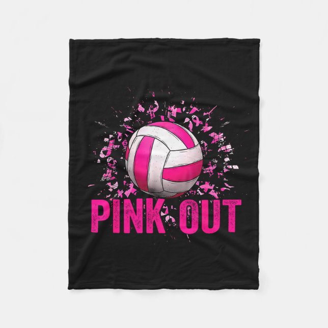 Volleyball Game Day Nk Out Breast Cancer Awareness Fleece Blanket (Front)