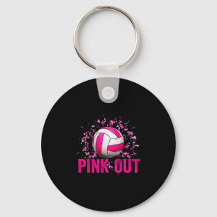 Volleyball Game Day Nk Out Breast Cancer Awareness Key Ring