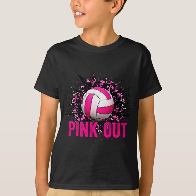 Volleyball Game Day Nk Out Breast Cancer Awareness T-Shirt (Front)
