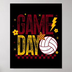 Volleyball Game Day Retro Girls Volleyball Mom Mar Poster