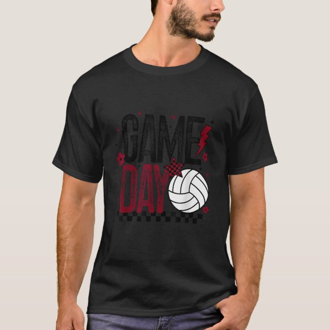 Volleyball Game Day Retro Girls Volleyball Mum Mar T-Shirt (Front)