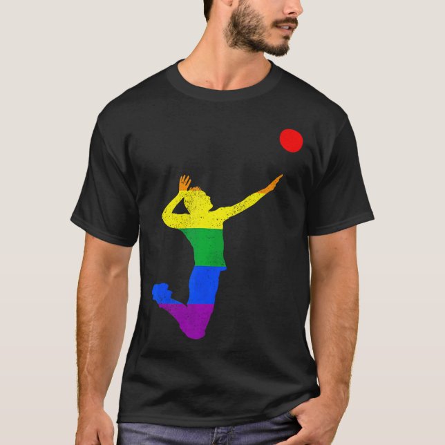Volleyball Gay Pride LGBTQ Volleyball Player T-Shirt (Front)