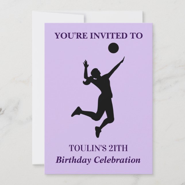 Volleyball Girl Birthday , Volleyball Player  Invi Invitation (Front)