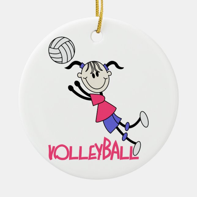 Volleyball Girl Ceramic Tree Decoration (Front)