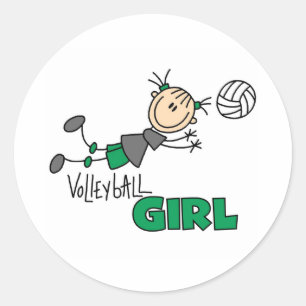 Volleyball Girl Classic Round Sticker