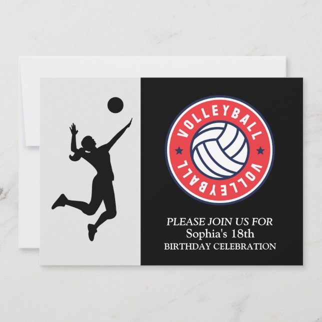 Volleyball Girl Player Birthday Party    Invitation (Front)