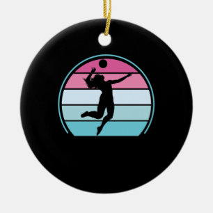 Volleyball Girl Retro Vintage Ceramic Tree Decoration