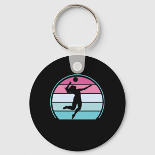 Volleyball Girl Retro Vintage Key Ring