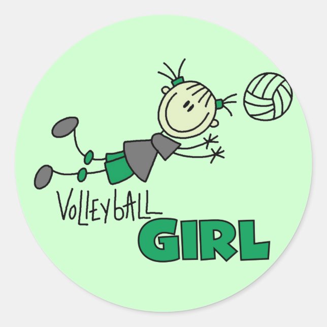 Volleyball Girl Tshirts and Gifts Classic Round Sticker (Front)