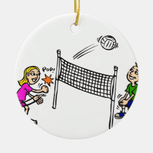 Volleyball girl vs boy ceramic tree decoration