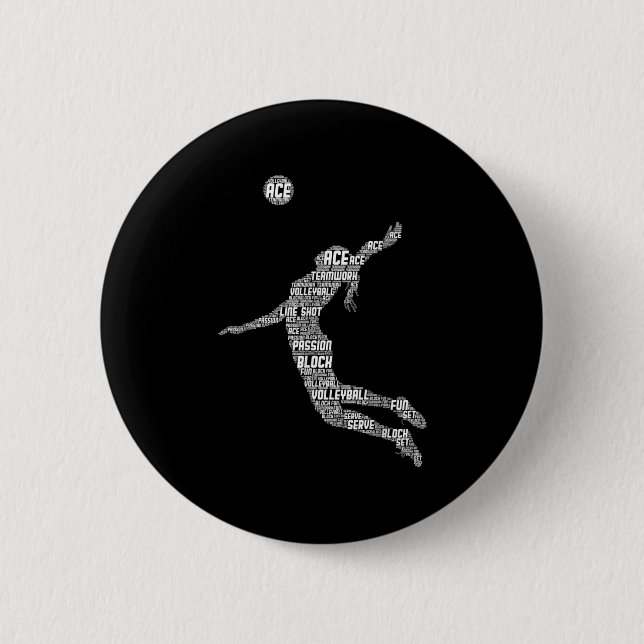 Volleyball Girl Women Youth Player  6 Cm Round Badge (Front)