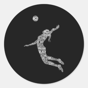 Volleyball Girl Women Youth Player  Classic Round Sticker
