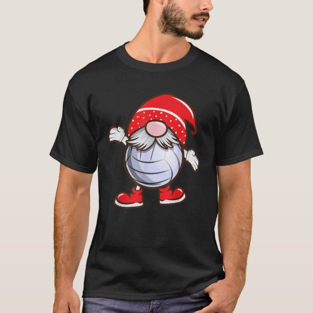 Volleyball Gnome for Christmas Funny Sports Team  T-Shirt (Front)