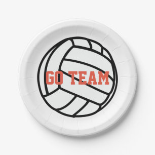 Volleyball Go Team Paper Plate