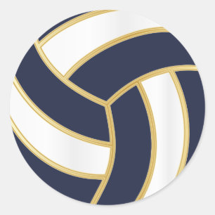 Volleyball   Gold, White and  DIY Background Colou Classic Round Sticker