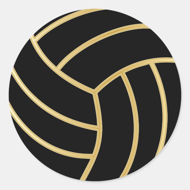 Volleyball | Gold with DIY Background Colour Classic Round Sticker (Front)