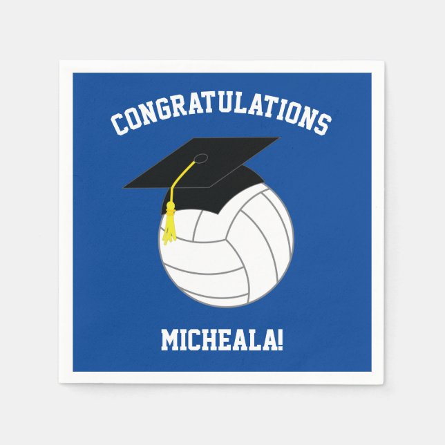 Volleyball Graduation Blue Napkin (Front)