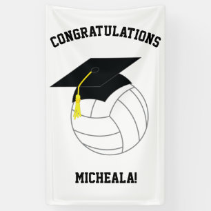 Volleyball Graduation Sports Black White Banner