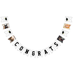 Volleyball Graduation Sports Black White Bunting