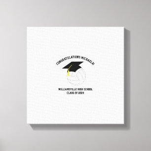 Volleyball Graduation Sports Black White Canvas Print