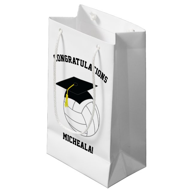Volleyball Graduation Sports Black White Small Gift Bag (Front Angled)
