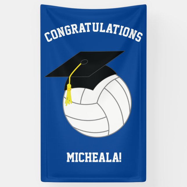 Volleyball Graduation Sports Blue Banner (Vertical)