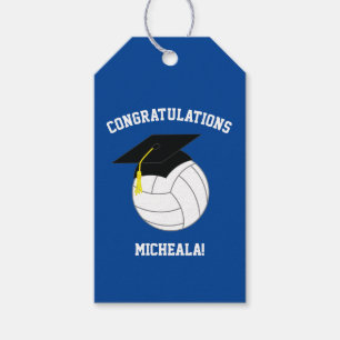 Volleyball Graduation Sports Blue Gift Tags
