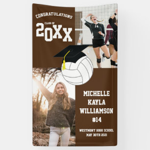Volleyball Graduation Sports Brown Banner