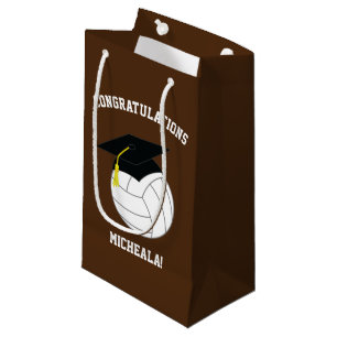 Volleyball Graduation Sports Brown Small Gift Bag