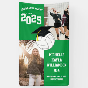 Volleyball Graduation Sports Green Banner