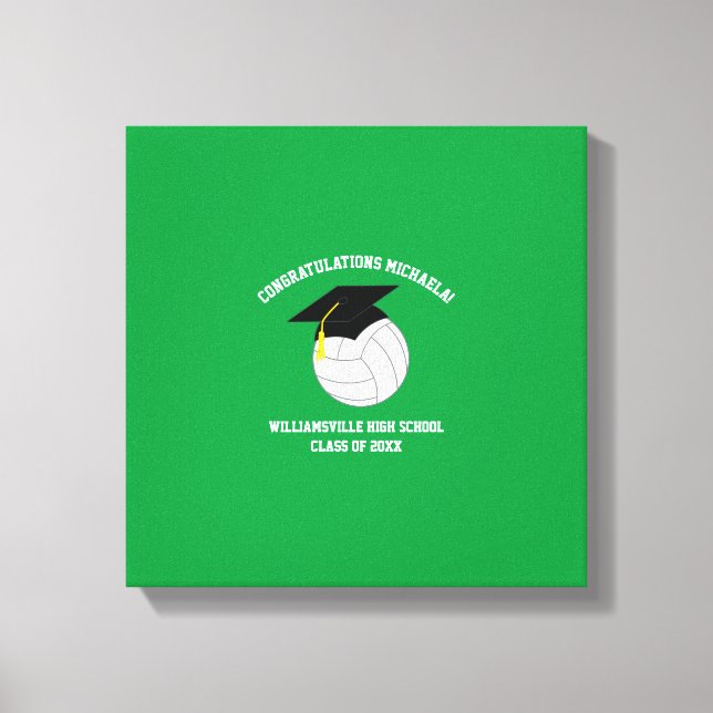 Volleyball Graduation Sports Green Canvas Print (Front)