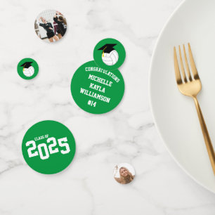 Volleyball Graduation Sports Green Confetti