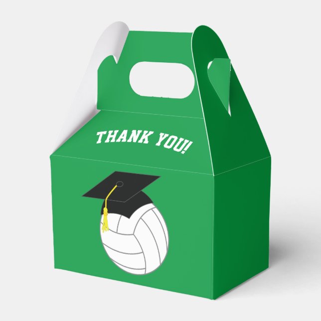 Volleyball Graduation Sports Green Favour Box (Front Side)