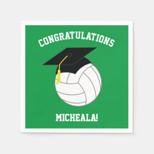 Volleyball Graduation Sports Green Napkin