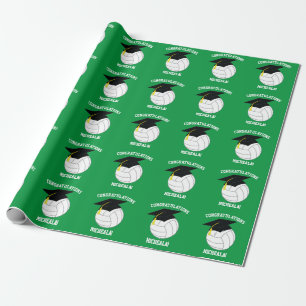 Volleyball Graduation Sports Green Wrapping Paper