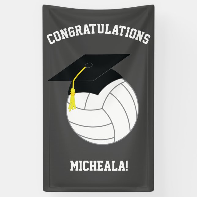 Volleyball Graduation Sports Grey Banner (Vertical)
