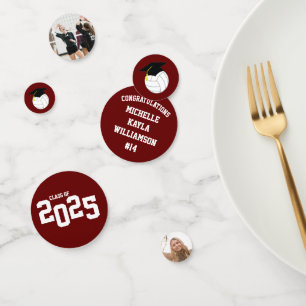 Volleyball Graduation Sports Maroon Confetti