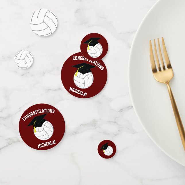 Volleyball Graduation Sports Maroon Confetti (Group)