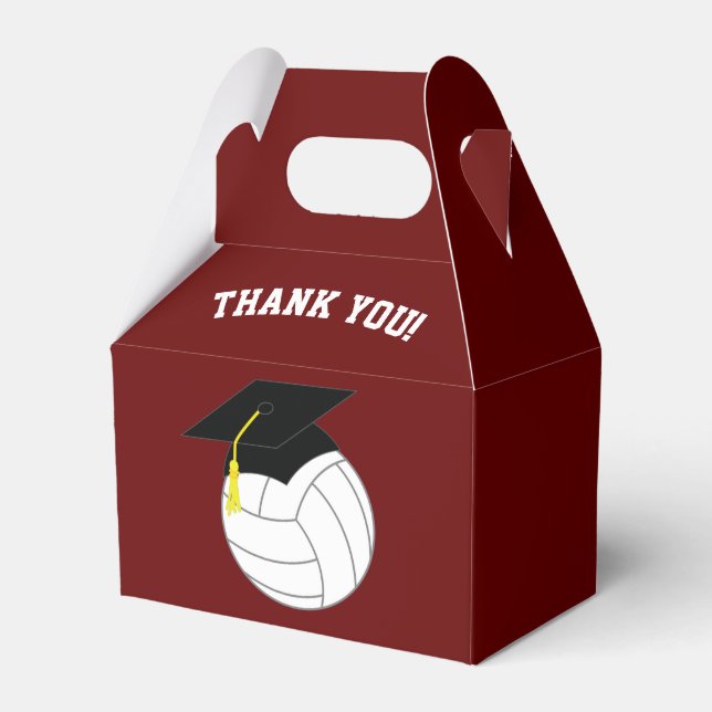 Volleyball Graduation Sports Maroon Favour Box (Front Side)