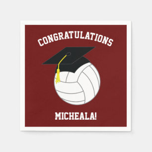 Volleyball Graduation Sports Maroon Napkin