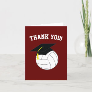 Volleyball Graduation Sports Maroon Thank You Card