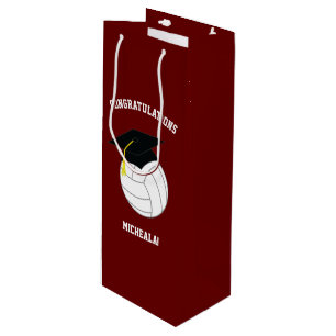 Volleyball Graduation Sports Maroon Wine Gift Bag
