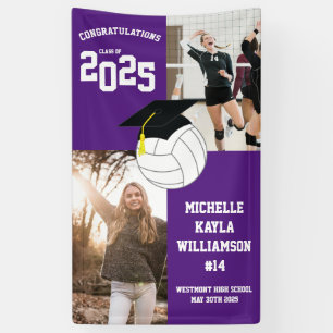 Volleyball Graduation Sports Purple Banner